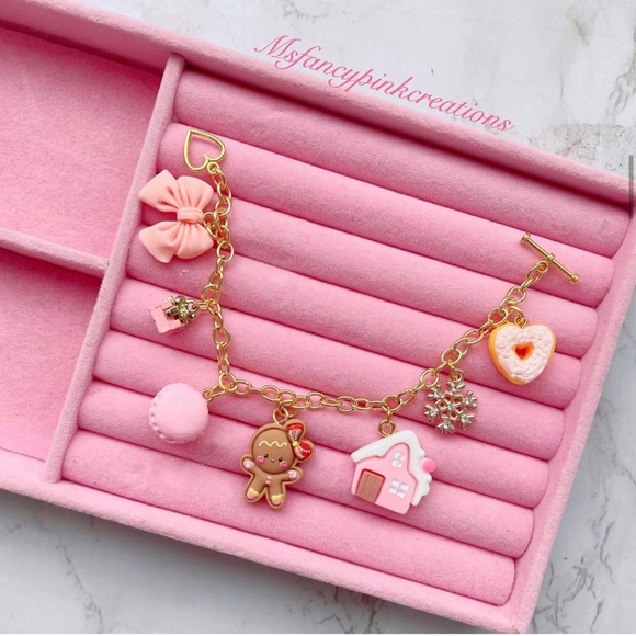 Gingerbread Sweets Gold Plated Charm Bracelet - Picture 1 of 1